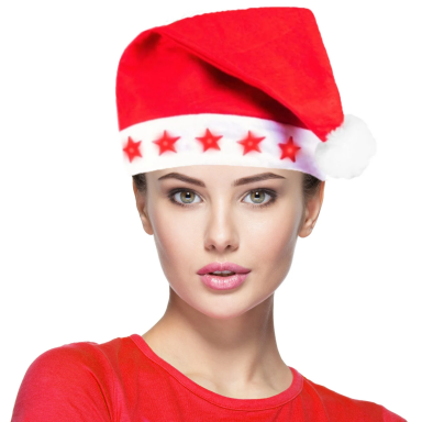 Светеща Коледна шапка с 5 звездички, 37х25см /Tr/