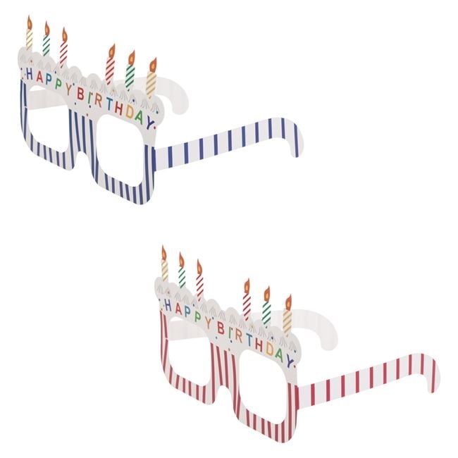 Парти очила Happy Birthday с разноцветни свещички, 12 бр. в пакет /mb/