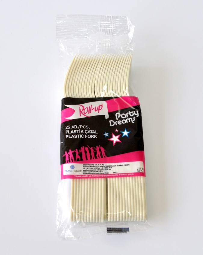 Парти вилички,  цвят крем, екрю 10бр пакет