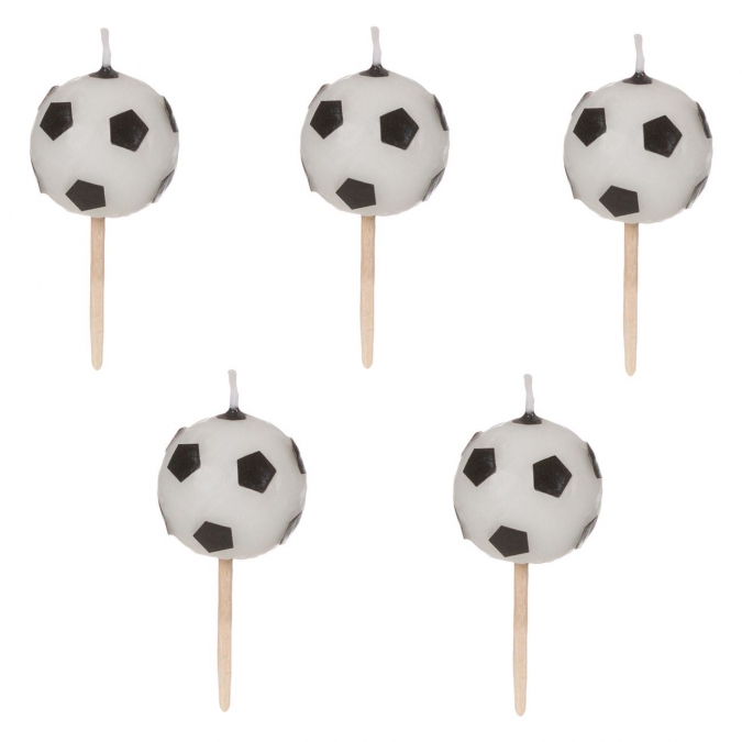 Свещички за рожден ден футболни топки, 5 броя /mb/