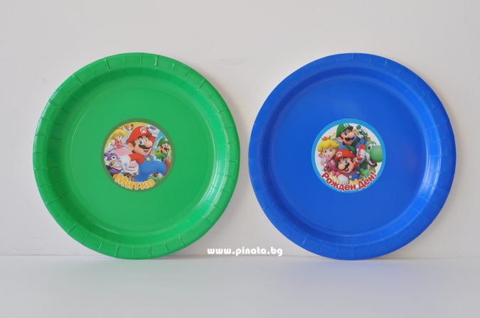 Персонализирана хартиена парти чинийка Супер Марио, 6бр. пакет