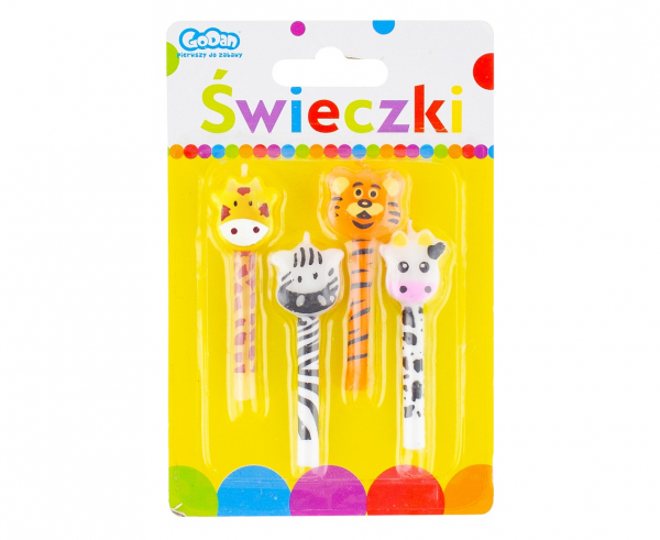 Свещички за рожден ден Сафари, джунгла, животни, 4 броя /Gd/