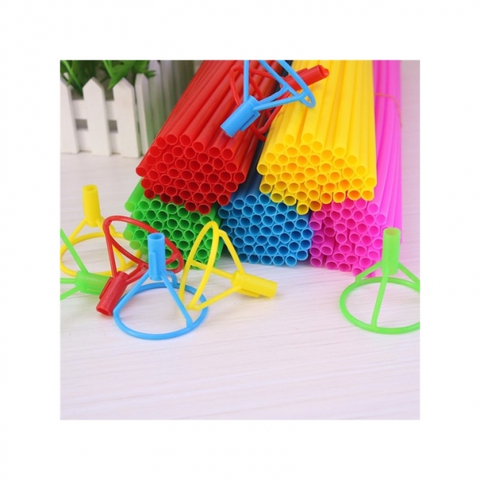 Комплект пръчка /стик/ и държач  за фолиев балон, микс цветове /Gx/