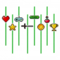 Картонени сламки Геймърски рожден ден, Майнкрафт, Game On 19,5 см, 8 бр. /Gd/