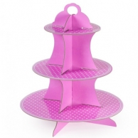 Стойка за мъфини розова на бели точки момиче, три нива /Gx/