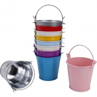 Декоративна метална кофичка, 5,5см, различни цветове /Sa/