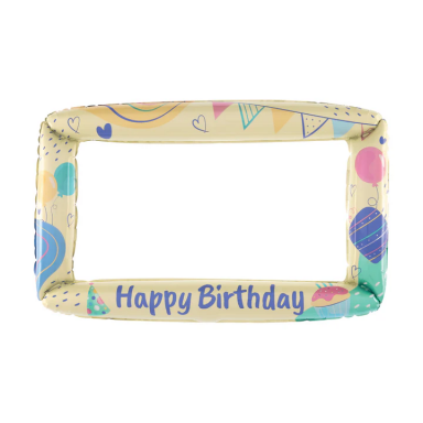 Фолиев балон фоторамка Happy Birthday, 80х59см /Pp/