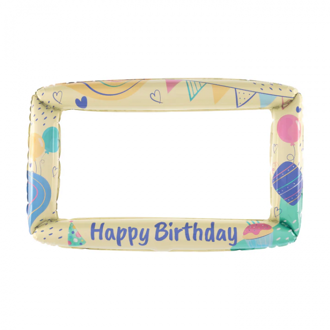 Фолиев балон фоторамка Happy Birthday, 80х59см /Pp/