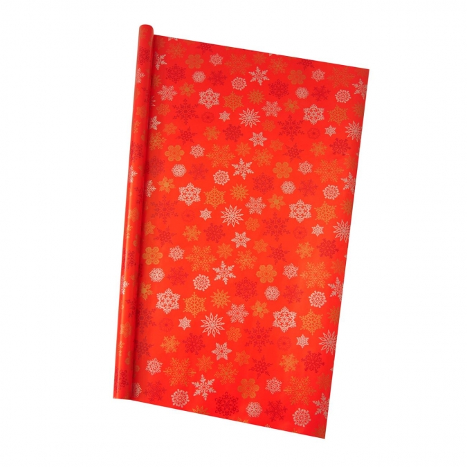 Червена опаковъчна хартия, Снежинки, Коледа 150x70 см /Mb/