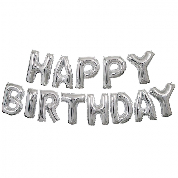 Фолиев надпис Happy Birthday цвят сребро /Gx/