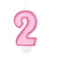 Свещичка цвят розов, цифра 2 /Pp/