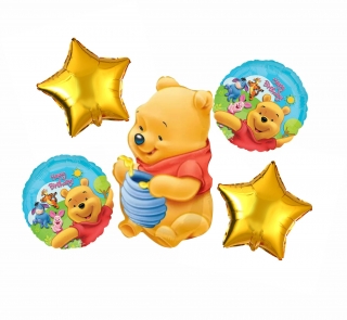 Комплект 5 бр. фолиеви балони Мечо Пух /Pe/
