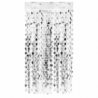 Ресни за декорация  във форма на сърца /ПВЦ/ лъскави, цвят сребро 100х180см