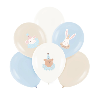 Пастелно сини латексови балони, Бебе момче, комплект от 6 броя /Pp/