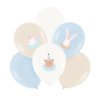 Пастелно сини латексови балони, Бебе момче, комплект от 6 броя /Pp/
