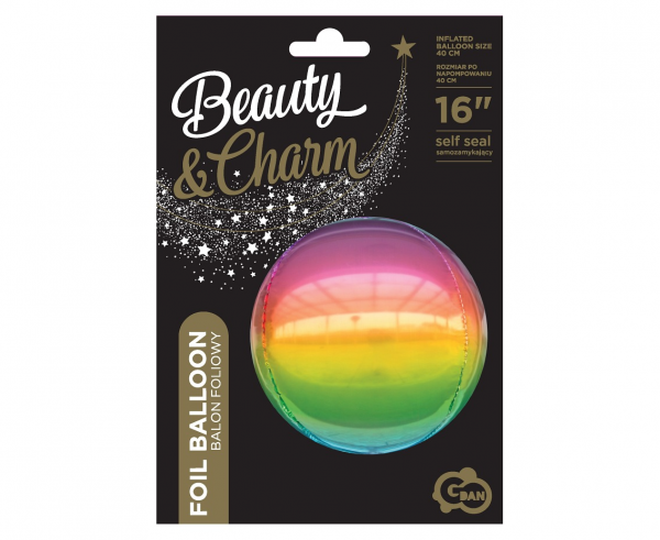 Фолиев балон сфера,  диаметър 40 см, цвят дъга /Gd/