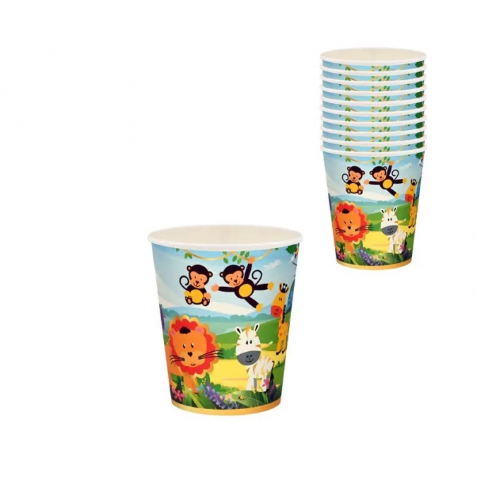 Хартиена чашка Сафари, животни, джунгла, пакет 10бр. /Km/