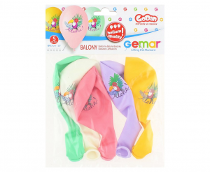 Комплект 5 бр. балони с печат Тукан Алоха, микс цветове Gemar /Gd/