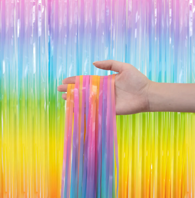 Ресни за декорация  /ПВЦ/, дъга, преливащи цветове тип макарон, 100х200см /Pp/