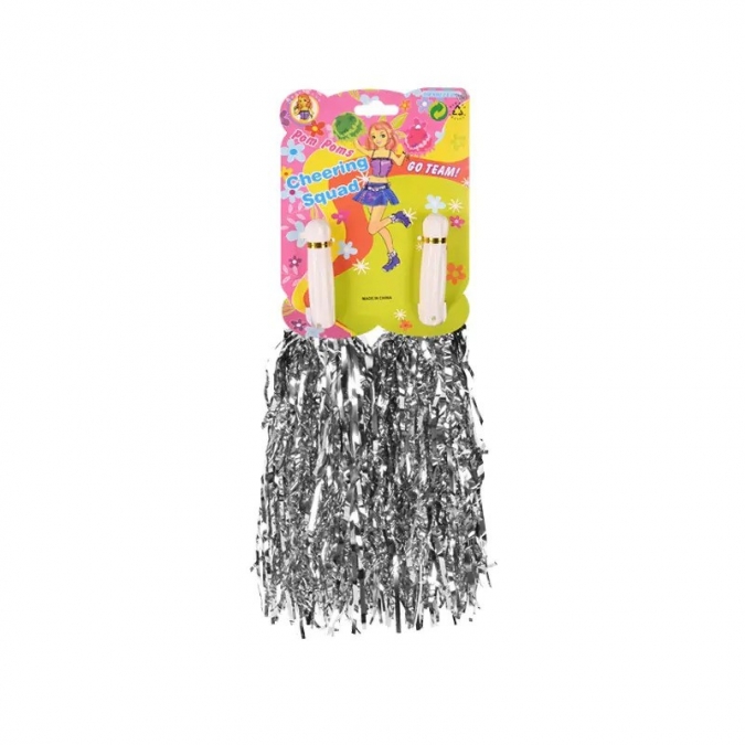 Помпон в цвят сребро гланц, 2бр. в опаковка /Km/