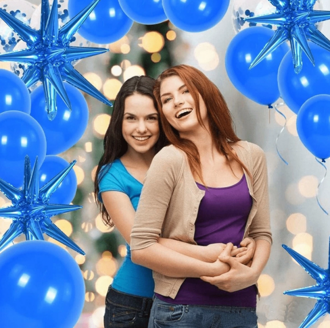 Фолиев балон 3D звезда, цвят син, 55см, 2 бр. в пакет /Ch/