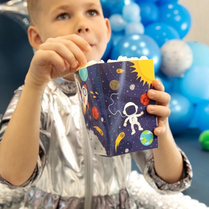 Кутийки за пуканки или сладки Космос, космонавт, ракета - 6 бр. в пакет /Pp/