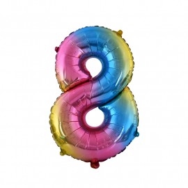 Фолиев балон цифра 0, цвят дъга 80 см /Km/