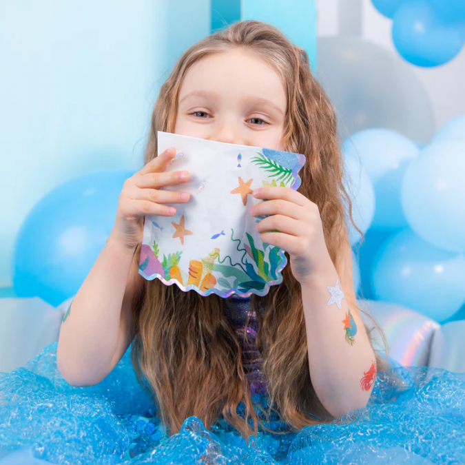 Парти салфетки Океан, подводен свят, русалка, 33х33 см, 10бр. в опаковка /Pp/