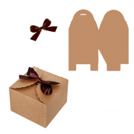 Подаръчна кутия с панделка, цвят кафяв, 12х12см /Km/