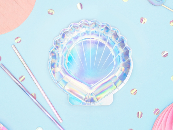 Хартиена чинийка Русалка, мида, подводен свят, 18,5 см диаметър, 6 бр. пакет /Pd/