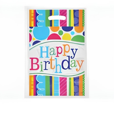 Подаръчни торбички, Happy Birthday, 17х25см, 10 бр. в опаковка /Pe/