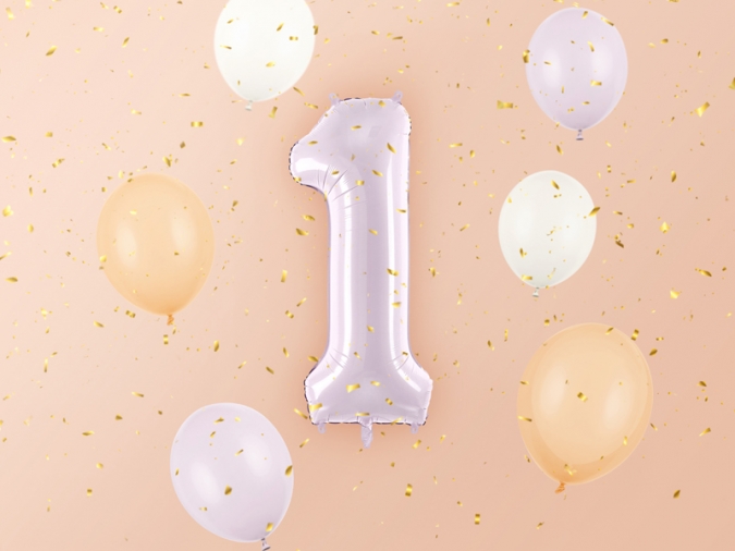 Фолиев балон цифра 1, цвят лилав, 72 см височина /Pd/