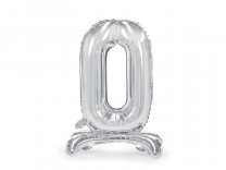 Фолиев стоящ балон цифра 0, цвят сребро, 70 см височина /Pd/