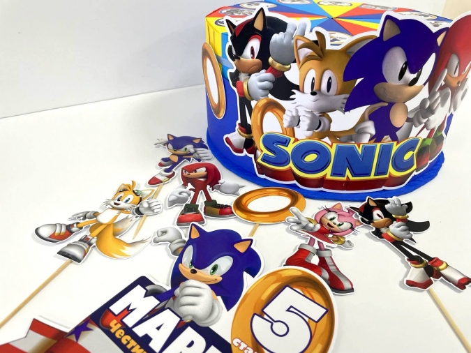 3Д Хартиена торта с персонализация Соник