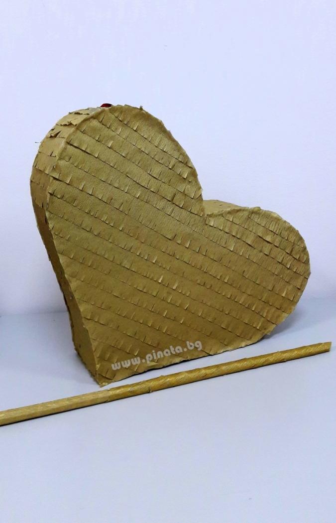 Пинята Златно Сърце Фигура / Pinata Golden Heart Figure