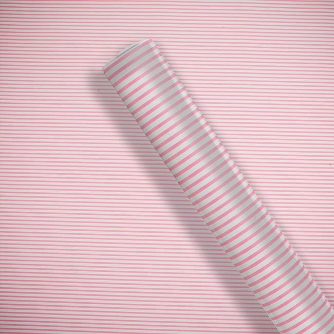 Опаковъчна хартия в розово и бяло райе, 150x70 см /Mb/