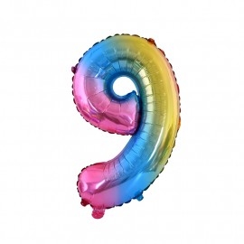 Фолиев балон цифра 0, цвят дъга 80 см /Km/