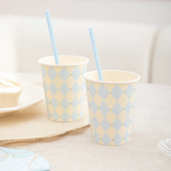Хартиена чашка Бебе момче ромбоиди, 270 мл, 6 бр. в опаковка /Pp/