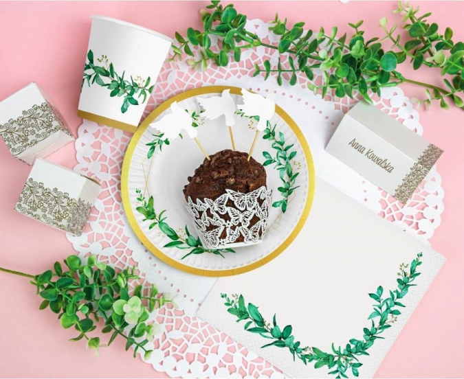 Парти салфетки зелени листа, 20 бр в пакет /Gd/