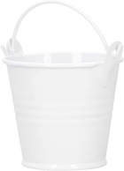 Декоративна метална кофичка, 7см, цвят бял /Sa/