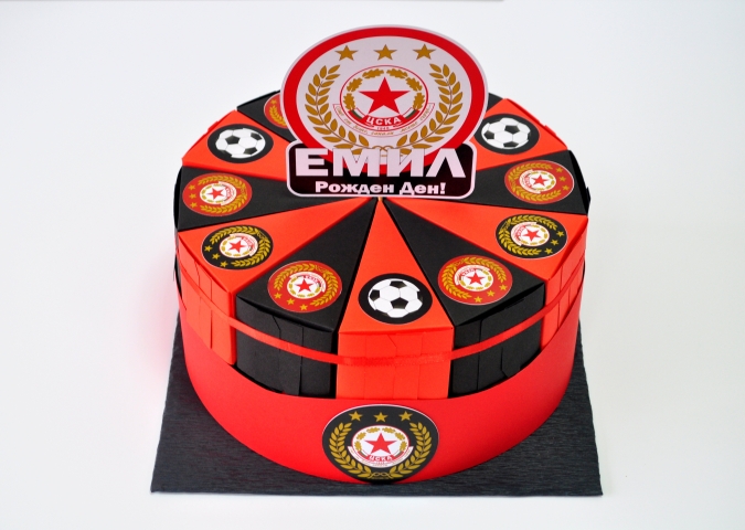 Хартиена торта с тематична декорация и персонализация ЦСКА