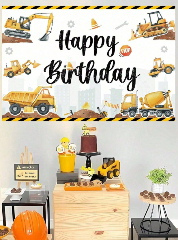 Винил за фон /декорация/ Строителни машини, размер 150х100см /Ch/