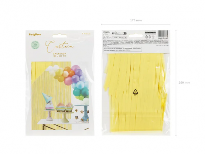 Ресни за декорация, цвят светло жълт пастел, 100х200см /Pd/