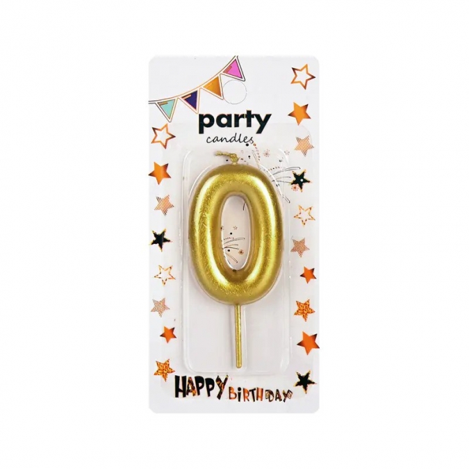 Свещичка металик цвят злато, цифра 7 /Km/