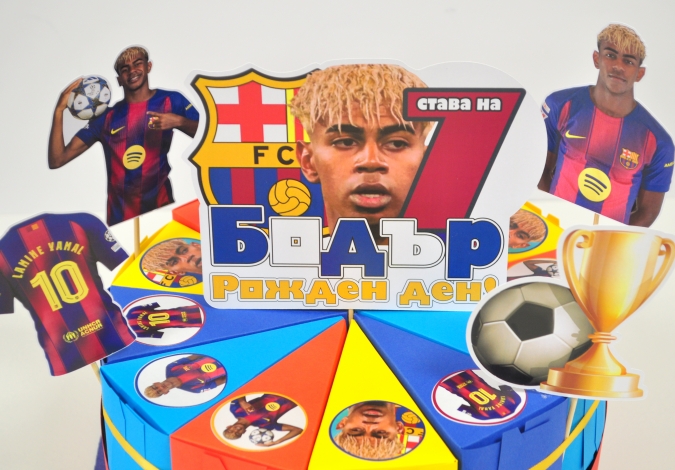 3Д Хартиена торта с декорация и персонализация Ламин Ямал Барселона