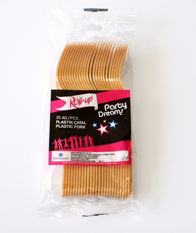 Парти вилички,  златни 10бр пакет