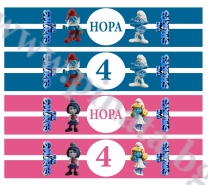 Персонализиран парти етикет за бутилка с вода Смърфовете, 5 бр. в пакет