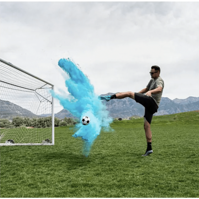 Футболна ПВЦ топка за разкриване на пола "BOY or GIRL" /син прах/ /Km/