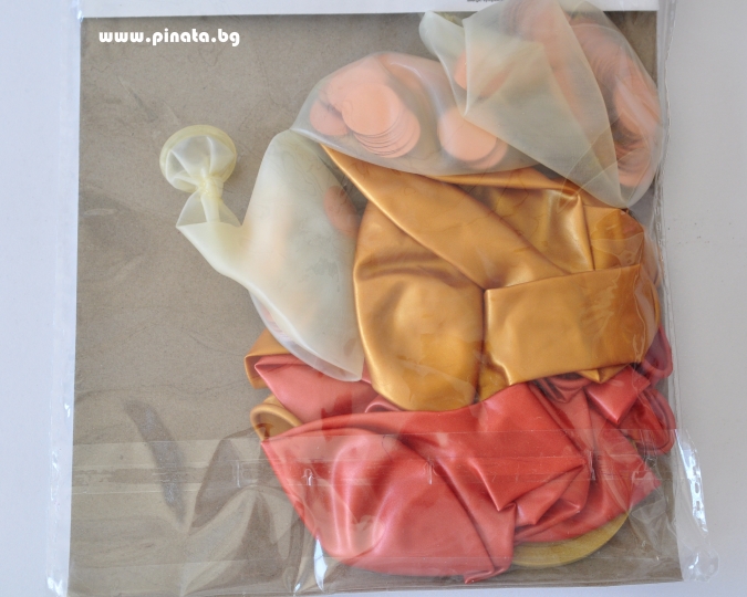 Комплект 12 бр. балони с диаметър 30 см. - металик злато, розово злато и 3 прозрачни балона с конфети /mb/