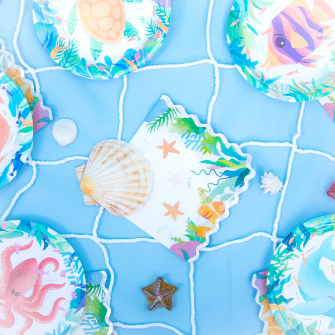 Парти салфетки Океан, подводен свят, русалка, 33х33 см, 10бр. в опаковка /Pp/